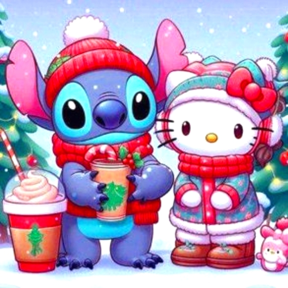 Stitch and Hello Kitty DIY 5D Full Round Drill Diamond Painting - Picture 1 of 5